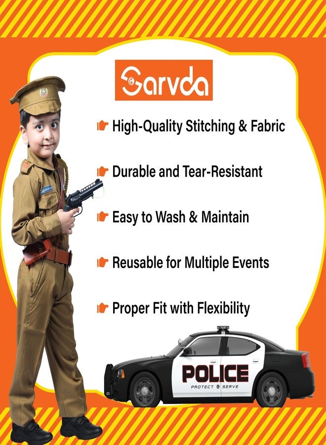 Sarvda Cotton Kids Fancy Dress Costume Set | Police, Army Soldier, Pilot, Doctor, Subhash Chandra Bose & Community-Helper Outfit for Boys & Girls (Police_Dress_kids, 8-9 Years) - Image 3